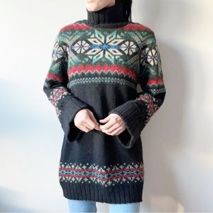 Ralph Lauren Alpaca Wool Blend Aztec Western Print Long Sweater